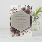 Invitation Mariage Floral Bourguignon Éthéré (Debout devant)