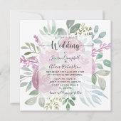 Invitation Mariage Floral Bourguignon Feuillage Rose (Devant)