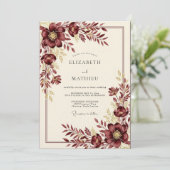 Invitation Mariage Floral Bourguignon Hivernal (Debout devant)