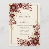 Invitation Mariage Floral Bourguignon Hivernal (Devant)