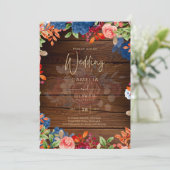 Invitation Mariage Floral Bourguignon Rustique (Debout devant)