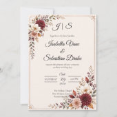 Invitation Mariage Floral Bourguignon Rustique (Devant)