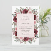 Invitation Mariage Floral Bourguignon Séduisant (Debout devant)