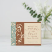 Invitation Mariage floral Brown et bleu moderne de KRW (Debout devant)