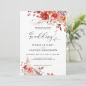 Invitation Mariage floral Burange rouille Boho Terracotta (Debout devant)