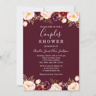 Invitation Mariage Floral Burgundy Marsala pour couples Showe