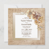 Invitation Mariage Floral Burlap Rustique (Devant)