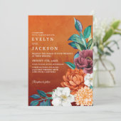 Invitation Mariage floral Burry orange Terracotta Rustic Fall (Debout devant)