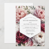 Invitation Mariage Floral Burst de Rose (Devant / Derrière)