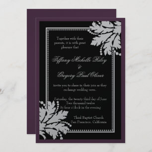 Invitation Mariage Floral Burst Inviter Metallic [Eggplant]