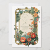 Invitation Mariage Floral Cadre Jardin Doré (Devant)