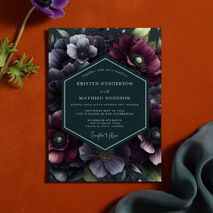 Invitation Mariage Floral Caprice Crépuscule Prune