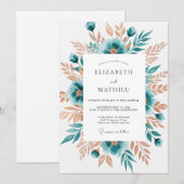 Invitation Mariage Floral Caprice de Teal (Devant / Derrière)