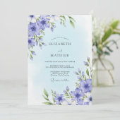 Invitation Mariage Floral Caprice Pervenche (Debout devant)
