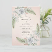 Invitation Mariage Floral Caprice Pervenche Rosé (Debout devant)