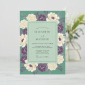 Invitation Mariage Floral Captivant Vert Sauge (Debout devant)