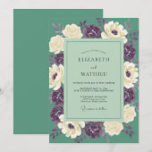 Invitation Mariage Floral Captivant Vert Sauge (Devant / Derrière)