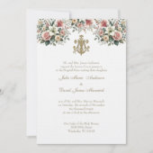 Invitation Mariage Floral Catholique Or (Devant)