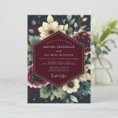 Invitation Mariage Floral Céleste Bourguignon (Debout devant)