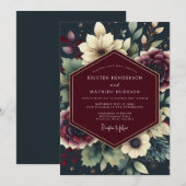 Invitation Mariage Floral Céleste Bourguignon (Devant / Derrière)