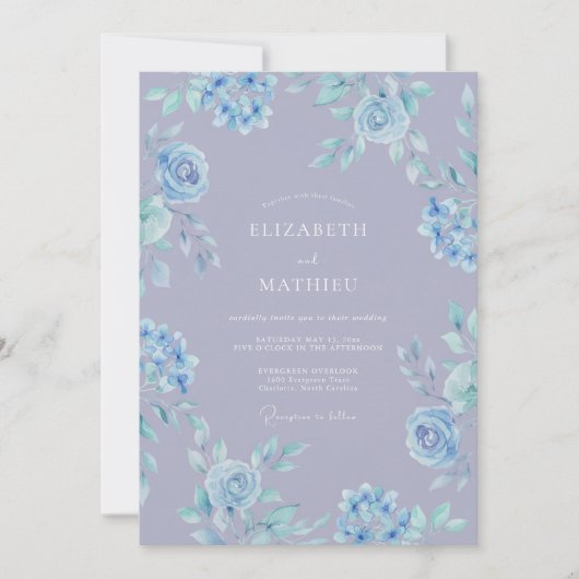 Invitation Mariage Floral Céleste et Brise (Devant)