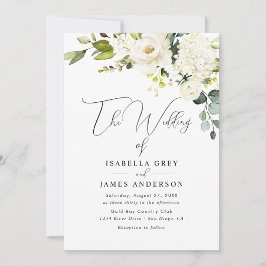 Invitation Mariage Floral Champagne (Devant)
