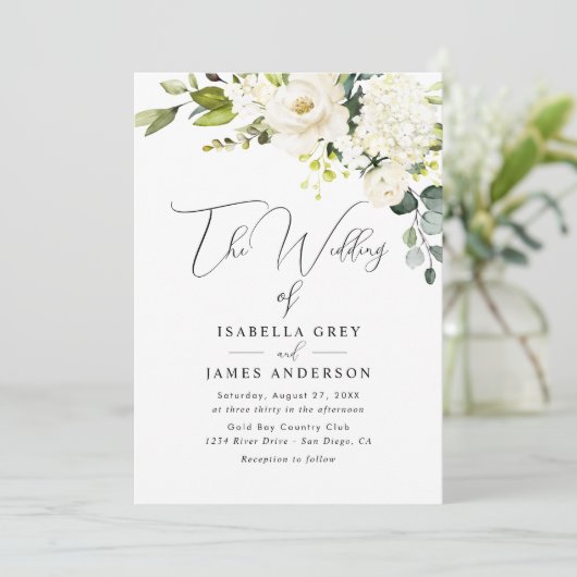Invitation Mariage Floral Champagne (Debout devant)