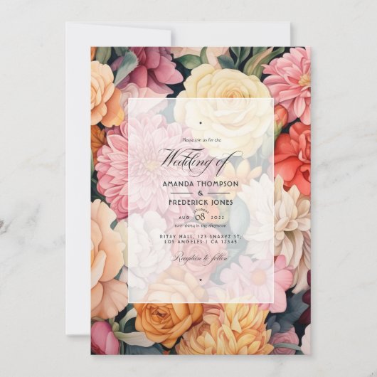 Invitation Mariage Floral Champagne (Devant)