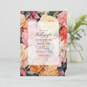 Invitation Mariage Floral Champagne (Debout devant)