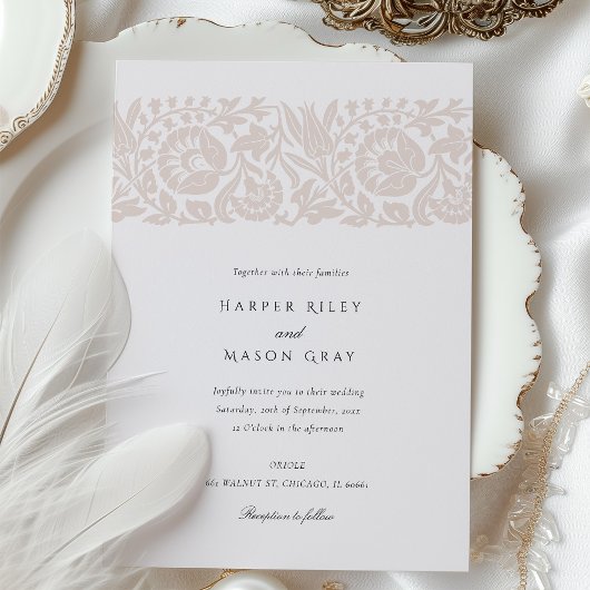 Invitation Mariage Floral Champagne