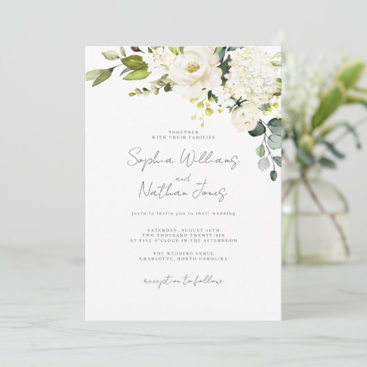 Invitation Mariage Floral Champagne (Debout devant)