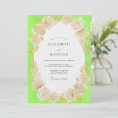 Invitation Mariage Floral Champagne Chartreuse (Debout devant)
