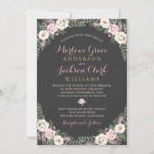 Invitation Mariage Floral Charbon Humeur Script (Devant)