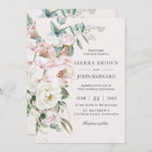 Invitation Mariage floral chic à pâte molle rose (Devant / Derrière)