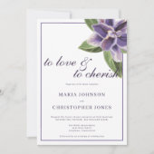 Invitation Mariage floral chic blanc lavande violette orchidé (Devant)