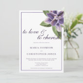 Invitation Mariage floral chic blanc lavande violette orchidé (Debout devant)