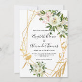 Invitation Mariage floral chic blanc peony or terrarium (Devant)