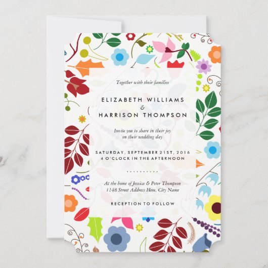 Invitation Mariage floral chic boho moderne (Devant)