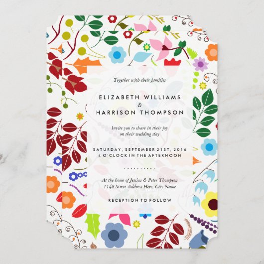 Invitation Mariage floral chic boho moderne (Devant / Derrière)