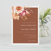 Invitation Mariage Floral Chic Boho Orange Terracotta Brûlé (Debout devant)