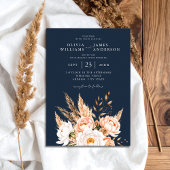Invitation Mariage floral chic et bleu marine