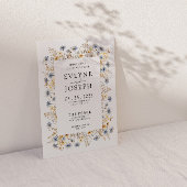 Invitation Mariage floral chic et jaune moderne et bleu Boho