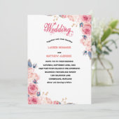 Invitation Mariage floral chic rose pâle (Debout devant)