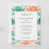 Invitation Mariage floral chic Tangerine Turquoise (Devant)