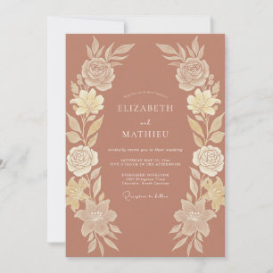 Invitation Mariage Floral Chic Terracotta