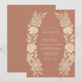 Invitation Mariage Floral Chic Terracotta (Devant / Derrière)