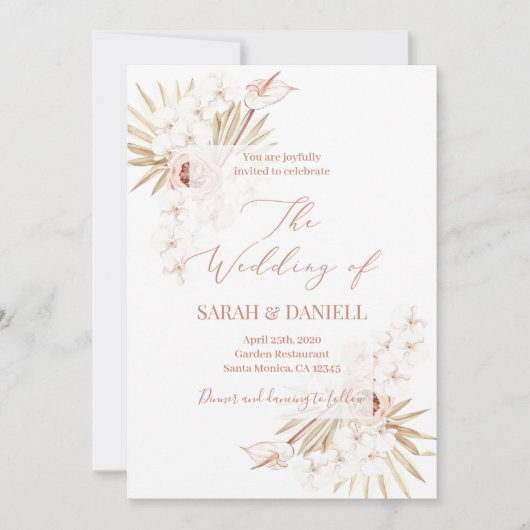 Invitation Mariage floral chic tropical (Devant)