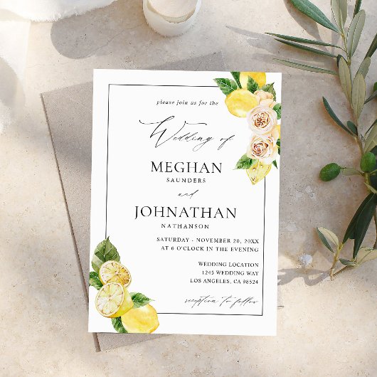 Invitation Mariage floral citron