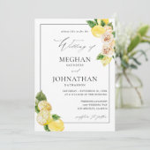 Invitation Mariage floral citron (Debout devant)