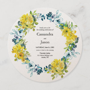 Invitation Mariage floral citron bleuet